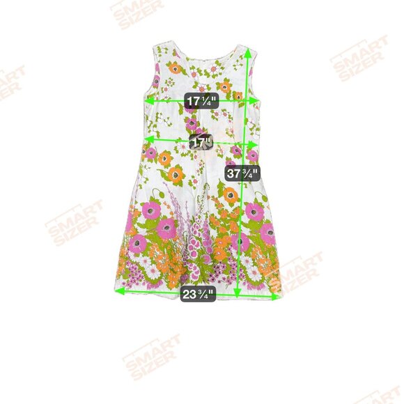 Vintage 1960 Janet Lynn Floral Print Sleeveless Dress Cotton Blend Spring Summer - Picture 5 of 5